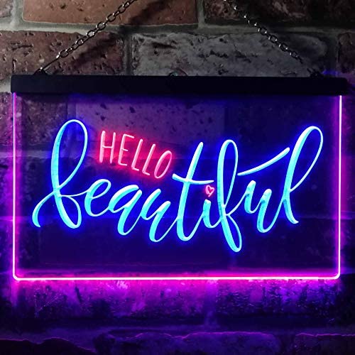 Hello Beautiful Dual LED Neon Light Sign2